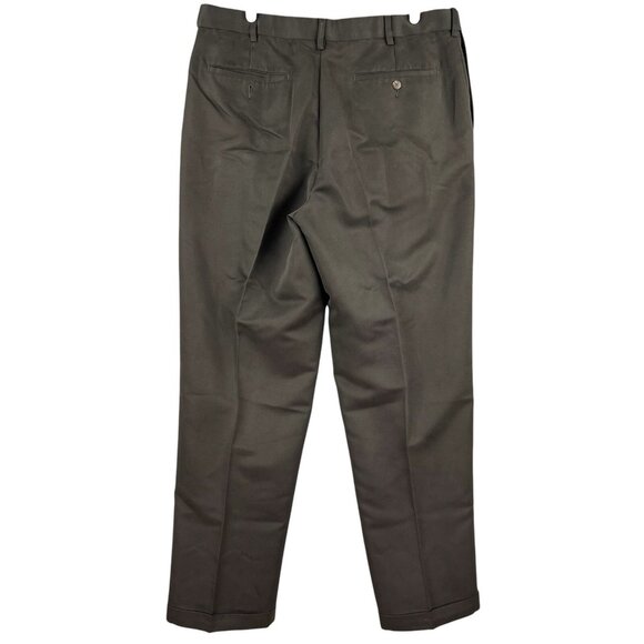Croft & Barrow Men's Brown Dress Pants Size 36x32 Pleated Front Rolled Cuff Hem - Picture 3 of 13